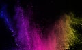 Abstract powder splatted background. Colorful powder explosion on black background. Colored cloud. Colorful dust explode. Paint Ho Royalty Free Stock Photo