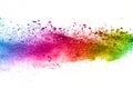 Colorful powder explosion on white background.