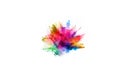 Colorful powder explosion on white background.