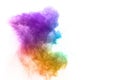 Abstract powder splatted background. Colorful powder explosion on white background. Colored cloud. Colorful dust explode. Paint