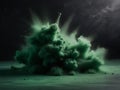 abstract powder splatted background,Freeze motion of green powder explodingthrowing green dust Royalty Free Stock Photo