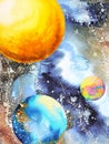 Abstract power universe watercolor painting illustration design Royalty Free Stock Photo