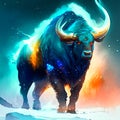 Abstract powerful powerful powerful powerful powerful powerful powerful powerful bull bull with long horns on the AI generated