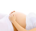 Abstract pregnancy concept - pregnant woman holding belly Royalty Free Stock Photo