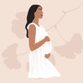 Abstract pregnant woman art print. Motherhood and pregnancy concept flat minimal contemporary style. Vector illustration