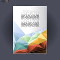 Abstract print A4 design with colored triangles, for flyers, banners or posters over silver background