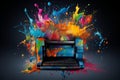 Abstract Printer color splashes element. Generate Ai Royalty Free Stock Photo