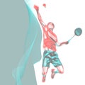 Abstract professional badminton player with space for flyer, poster, web, leaflet, magazine.