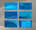 Business card background blue set of horizontal templates07