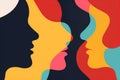 Abstract profile faces in bold colors..Modern abstract design featuring profile views of faces in bold, contrasting colors, Royalty Free Stock Photo