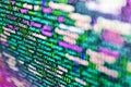 Abstract program code on computer screen. Python programming developer code. Closeup of Web Code on Computer LED Screen. Web Royalty Free Stock Photo