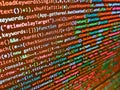 Abstract program code screenshot. Script procedure creating. Screen of web developer. Web app coding. Software data monitor new Royalty Free Stock Photo