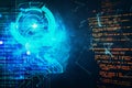 Abstract programming backdrop with robot head outline Royalty Free Stock Photo