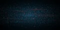 Abstract programming background. Blue and red glowing binary software code. Random binary numbers of program code. Digital data