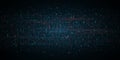 Abstract programming background. Blue and red glowing binary software code. Random binary numbers of program code. Digital data