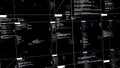 Abstract programming code devided into blocks on black background, seamless loop. Animation. Technology background of Royalty Free Stock Photo