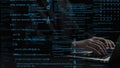 Abstract Programming Concept with Code and Hands Typing on Laptop in Dark Environment Highlighting Technology and Royalty Free Stock Photo