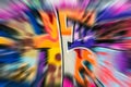 Abstract psychedelic graffiti background with zooming motion blur Royalty Free Stock Photo