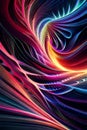 Abstract psychedelic colourful fractal curves dark background