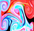 Abstract psychedelic colourful neon pale blue orange swirls Royalty Free Stock Photo