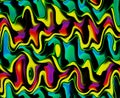 Abstract psychedelic fluorescent graffiti wall. Birthday wrapping wavy tribal design