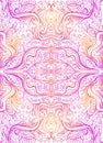 Abstract psychedelic fractal pattern, pink orange gradient color outline, isolated on white. Royalty Free Stock Photo