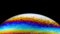 Abstract psychedelic multicolor planet  closeup picture of soap bubble Royalty Free Stock Photo