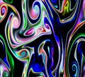 Abstract psychedelic multicoloured neon starry waves Royalty Free Stock Photo