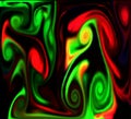 Abstract psychedelic neon red green smoke swirls Royalty Free Stock Photo