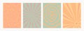 Abstract psychedelic retro pattern set. Groovy backgrounds in retro colors. Trendy vector textures in abstract y2k style