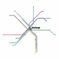 Abstract Public Transport Network Map with Central Interchange Royalty Free Stock Photo