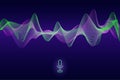 Abstract pulse sound wave Vector. Voice assistant concept. Microphone voice recognition technology, wave flow, equalizer