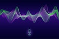 Abstract pulse sound wave Vector. Voice assistant concept. Microphone voice recognition technology, wave flow, equalizer