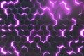 Abstract purple background of futuristic surface with hexagons. 3d rendering
