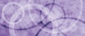 Abstract purple background with old vintage grunge texture and modern circle design elements layered in white rings, pastel lavend