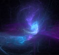 abstract purple blue glowing pattern on black background, lightning in the night sky Royalty Free Stock Photo