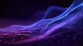 Abstract Purple Blue Light Wave with Glowing Particles and Digital Flow Background Royalty Free Stock Photo