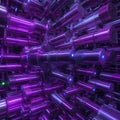 Abstract Purple and Blue Metallic Cylinders Interconnected in a Complex Network Royalty Free Stock Photo