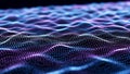 Abstract purple and blue particle wave surface with glowing dots and dark background Royalty Free Stock Photo