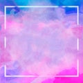 Abstract purple blue pink pastel watercolor frame border. Background for web, print, blank Royalty Free Stock Photo