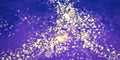 Abstract purple blue and yellow gold background design with paint spatter and bokeh lights texture