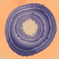 Abstract purple circles with ragged and deckled edges. Orange background