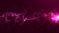 Abstract purple color digital particles wave with bokeh and light background