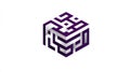 Abstract purple cube design featuring intricate geometric patterns and a three-dimensional effect Royalty Free Stock Photo