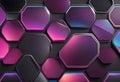 Abstract purple curve hexagon pattern with silver line on dark grey design modern luxury futuristic Royalty Free Stock Photo