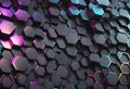 Abstract purple curve hexagon pattern with silver line on dark grey design modern luxury futuristic Royalty Free Stock Photo