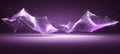 Abstract Purple Digital Crystal on Technology Background with Lines, Connected Dots, and Triangles