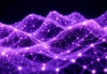 Abstract purple digital wave background.Glowing network connections. Royalty Free Stock Photo
