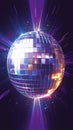 Abstract purple disco ball with reflections for nightclub dances