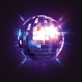 Abstract purple disco ball with reflections for nightclub dances